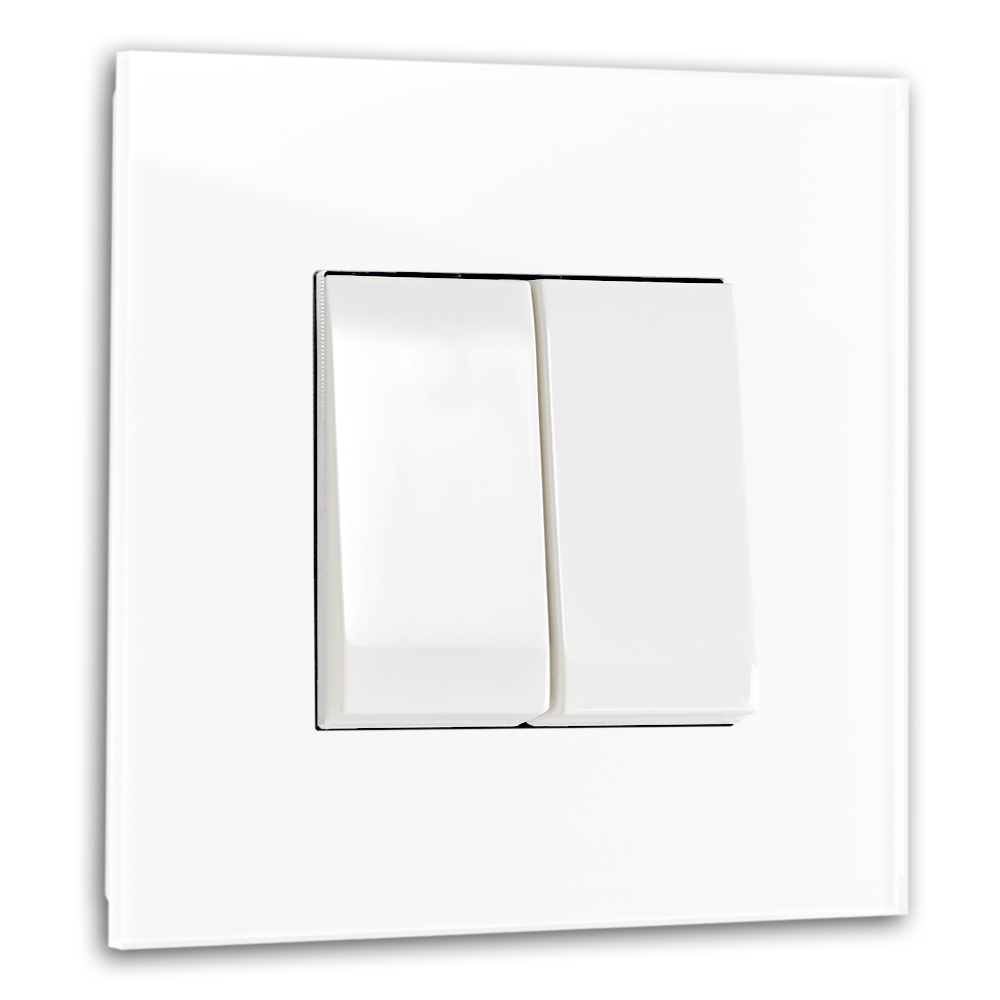 Lichtschalter Glas-Optik 2-fach Wechselschalter Weiß MAXIM