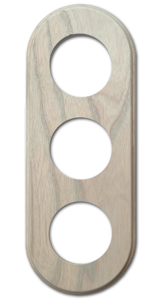 ARREDA wooden frame with 3 round cutouts. Dove gray wood. GI Gambarelli